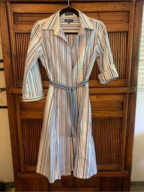 Faconnable Button-Front Striped Shirt Dress